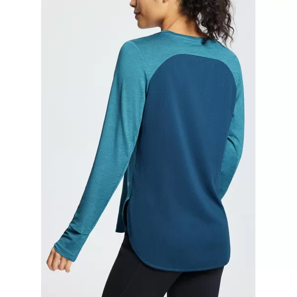 BALEAF Womens Long Sleeve Running Shirts Workout Tops Quick Dry UPF 50 LightweightBlue