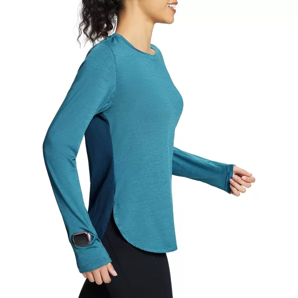 BALEAF Womens Long Sleeve Running Shirts Workout Tops Quick Dry UPF 50 LightweightBlue