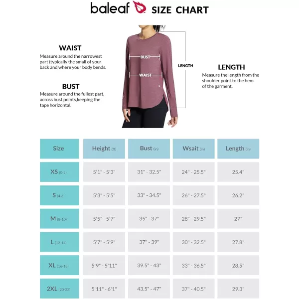 BALEAF Womens Long Sleeve Running Shirts Workout Tops Quick Dry UPF 50 LightweightPurple