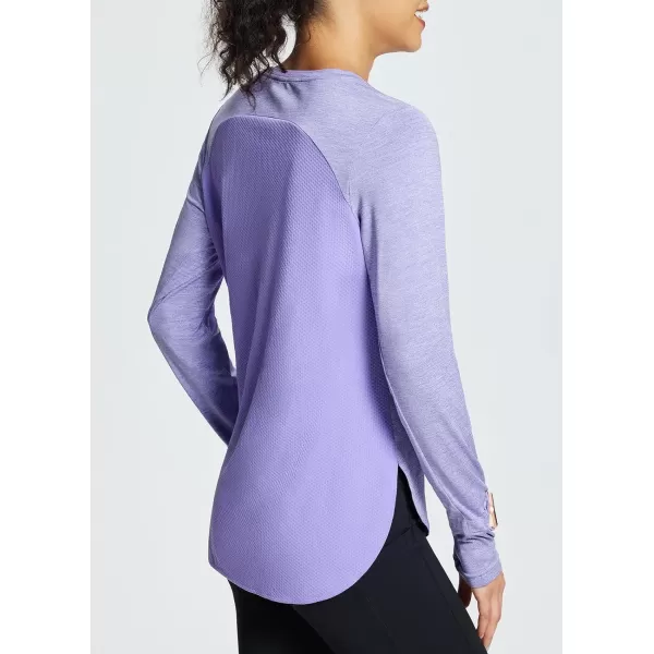 BALEAF Womens Long Sleeve Running Shirts Workout Tops Quick Dry UPF 50 LightweightSunset Purple