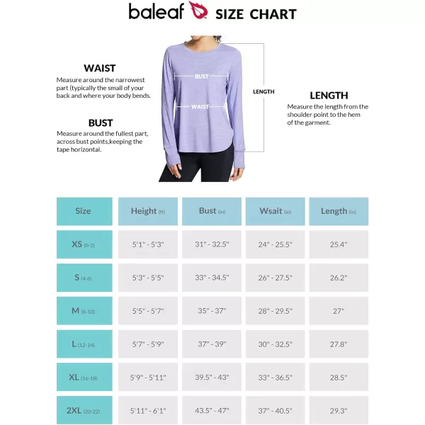 BALEAF Womens Long Sleeve Running Shirts Workout Tops Quick Dry UPF 50 LightweightSunset Purple