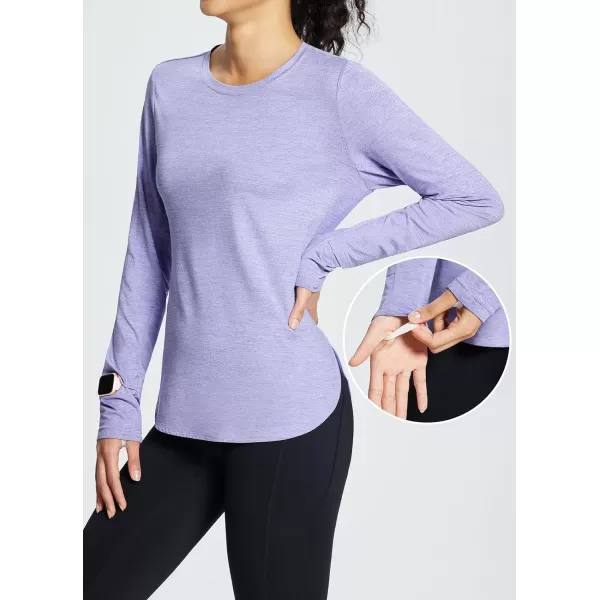 BALEAF Womens Long Sleeve Running Shirts Workout Tops Quick Dry UPF 50 LightweightSunset Purple