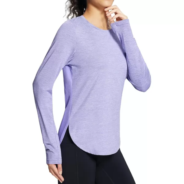 BALEAF Womens Long Sleeve Running Shirts Workout Tops Quick Dry UPF 50 LightweightSunset Purple