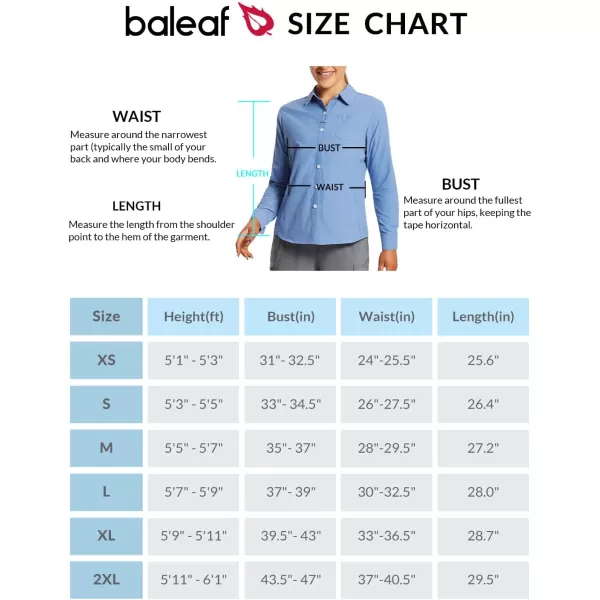 BALEAF Womens Long Sleeve Shirts Hiking Quick Dry UPF 50 Sun Protection Shirt Nylon Breathable Safari Fishing ShirtAshleigh Blue