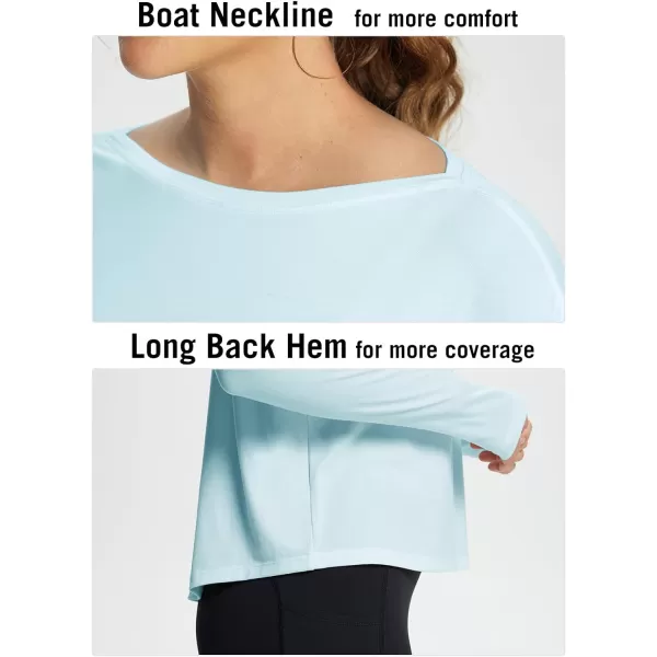 BALEAF Womens Long Sleeve Workout Shirts Loose Fit Super Soft Yoga Athletic Casual Tops with Boatneck Thumb HolePastel Blue