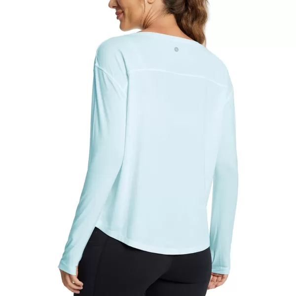 BALEAF Womens Long Sleeve Workout Shirts Loose Fit Super Soft Yoga Athletic Casual Tops with Boatneck Thumb HolePastel Blue