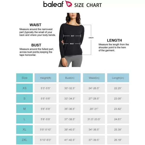 BALEAF Womens Long Sleeve Workout Tops Active Running Shirts Loose Fit Quick Dry Athletic SoftBlack