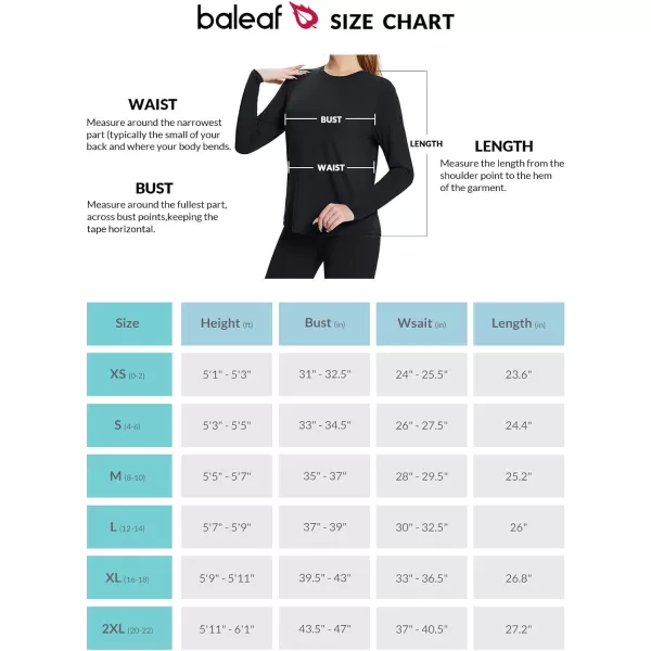 BALEAF Womens Long Sleeve Workout Tops Active Running Shirts Loose Fit Quick Dry Athletic SoftCrew Neckblack