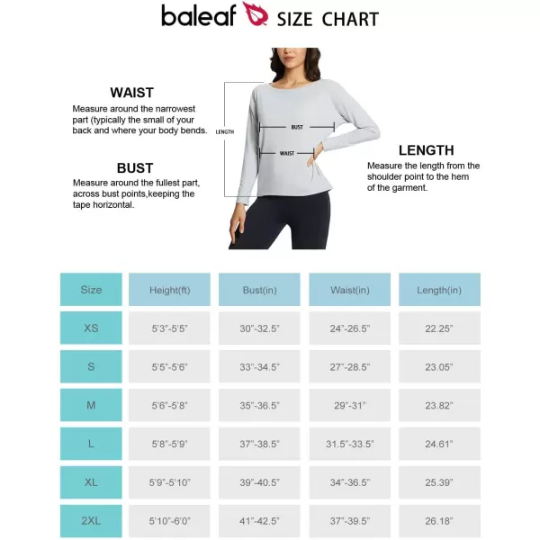 BALEAF Womens Long Sleeve Workout Tops Active Running Shirts Loose Fit Quick Dry Athletic SoftHeather Gray