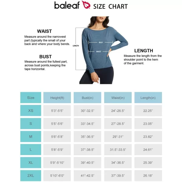 BALEAF Womens Long Sleeve Workout Tops Active Running Shirts Loose Fit Quick Dry Athletic SoftHeather Navy