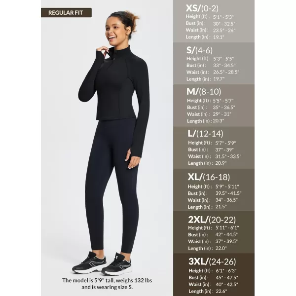 BALEAF Womens Long Sleeve Workout Tops Crop Top Athletic Quarter Zip Sweatshirt Pullover for Running ShirtsBlack