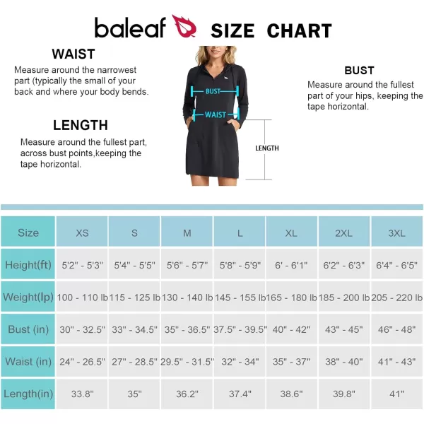 BALEAF Womens Long Sleeve Zip Beach Coverup UPF 50 Sun Protection Hooded Cover Up Shirt Dress with PocketsBlack