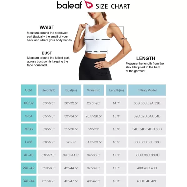 BALEAF Womens Longline Sports Bra Padded Tank Top Yoga Workout Fitness Athletic V Neck Crop Tank TopsWhite