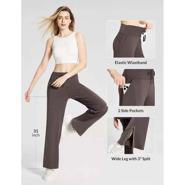 BALEAF Womens Loose Yoga Pants Wide Leg Athletic Pants High Waisted Casual Lounge Drawstring Sweatpants with PocketsBrown