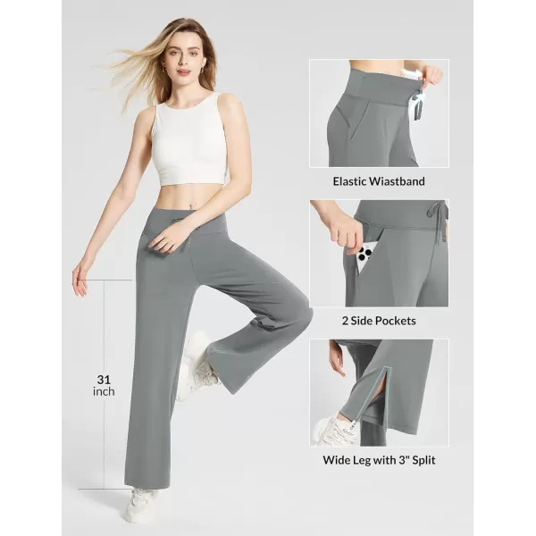 BALEAF Womens Loose Yoga Pants Wide Leg Athletic Pants High Waisted Casual Lounge Drawstring Sweatpants with PocketsDark Grey