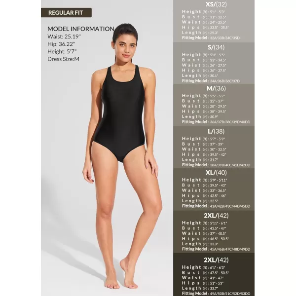 BALEAF Womens Lycra Athletic One Piece Swimsuits Durable Training Open Back Racing Bathing Suit Girs SwimwearBlack