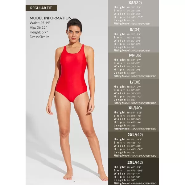 BALEAF Womens Lycra Athletic One Piece Swimsuits Durable Training Open Back Racing Bathing Suit Girs SwimwearRed