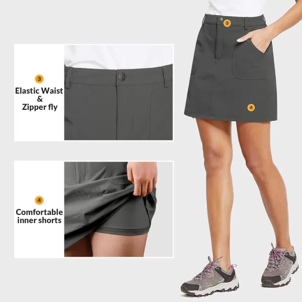 BALEAF Womens Outdoor Skort UPF 50 Active Athletic Skort Casual Skort Skirt with Zip Pockets Hiking GolfDeep Gray