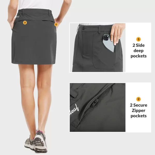 BALEAF Womens Outdoor Skort UPF 50 Active Athletic Skort Casual Skort Skirt with Zip Pockets Hiking GolfDeep Gray