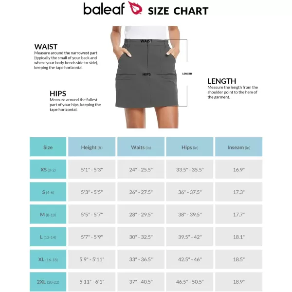 BALEAF Womens Outdoor Skort UPF 50 Active Athletic Skort Casual Skort Skirt with Zip Pockets Hiking GolfDeep Gray