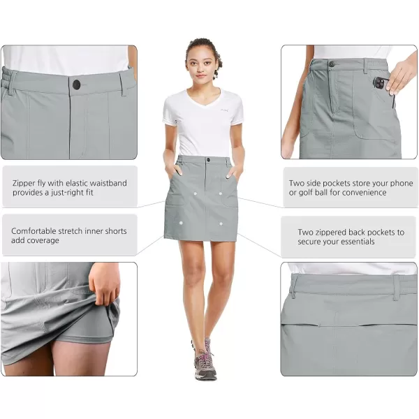 BALEAF Womens Outdoor Skort UPF 50 Active Athletic Skort Casual Skort Skirt with Zip Pockets Hiking GolfGray