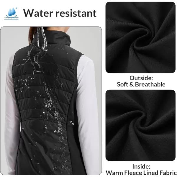 BALEAF Womens Outwear Puffer Vest Warm Lightweight Water Resistant with Zip Pocket Sleeveless for Winter Hiking RunningBlack