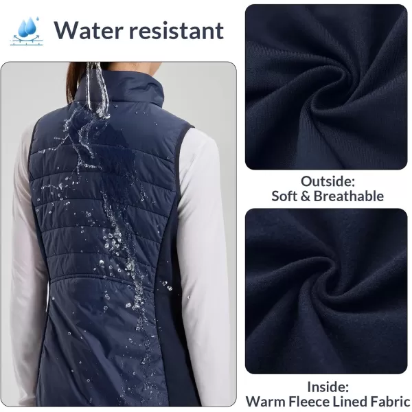 BALEAF Womens Outwear Puffer Vest Warm Lightweight Water Resistant with Zip Pocket Sleeveless for Winter Hiking RunningNavy Blue