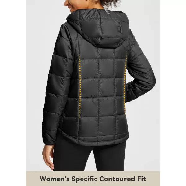 BALEAF Womens Packable Puffer Jacket Lightweight Water Resistant Hooded Quilted Coat Warm Winter WindproofBlack