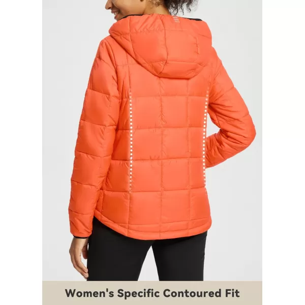 BALEAF Womens Packable Puffer Jacket Lightweight Water Resistant Hooded Quilted Coat Warm Winter WindproofOrange