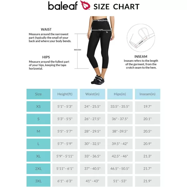 BALEAF Womens Padded Bike Shorts Cycling Pants Bicycle Capris Biking Spin Legging 34 UPF 5001black Line