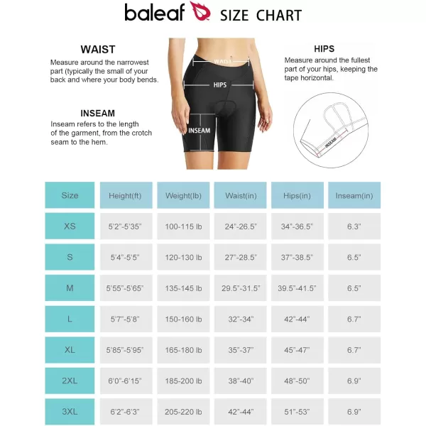 BALEAF Womens Padded Bike Shorts Cycling Shorts Bicycle Biking 4D Padding Pockets UPF5065 Inch 03black