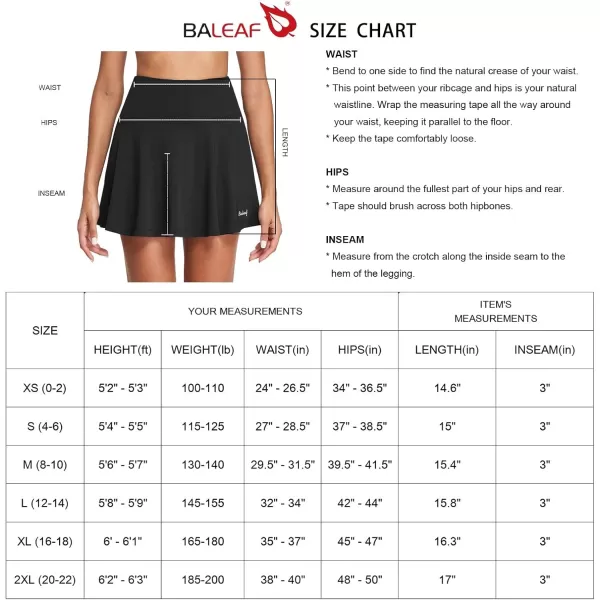 BALEAF Womens Pleated Tennis Skirts Athletic Golf Skorts Skirts with Shorts Pockets for Running Workout SportsBlack