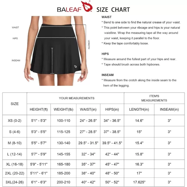 BALEAF Womens Pleated Tennis Skirts Athletic Golf Skorts Skirts with Shorts Pockets for Running Workout SportsBlack