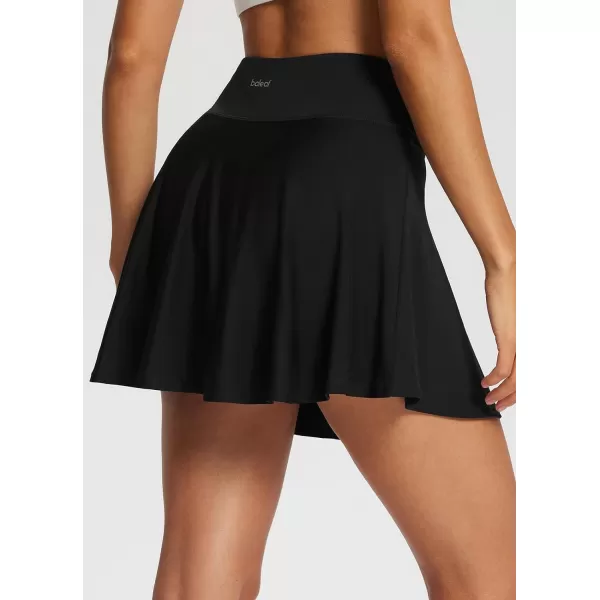 BALEAF Womens Pleated Tennis Skirts Athletic Golf Skorts Skirts with Shorts Pockets for Running Workout SportsCrossoverblack01