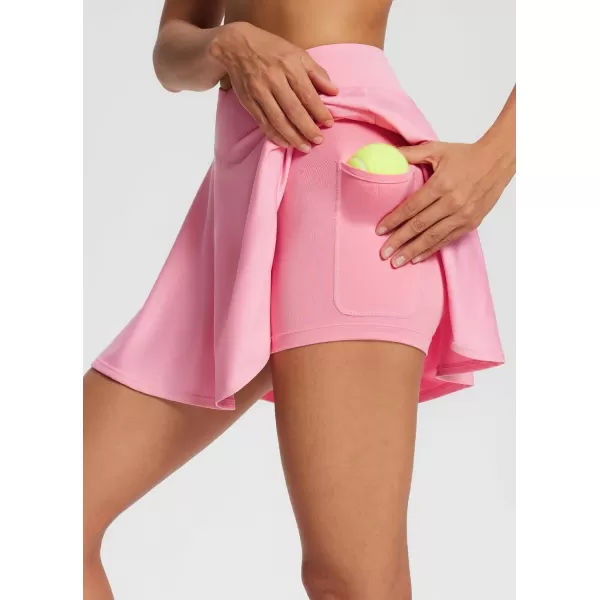 BALEAF Womens Pleated Tennis Skirts Athletic Golf Skorts Skirts with Shorts Pockets for Running Workout SportsCrossoverpink01