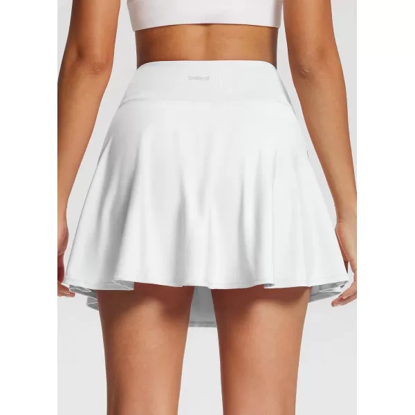 BALEAF Womens Pleated Tennis Skirts Athletic Golf Skorts Skirts with Shorts Pockets for Running Workout SportsCrossoverwhite01