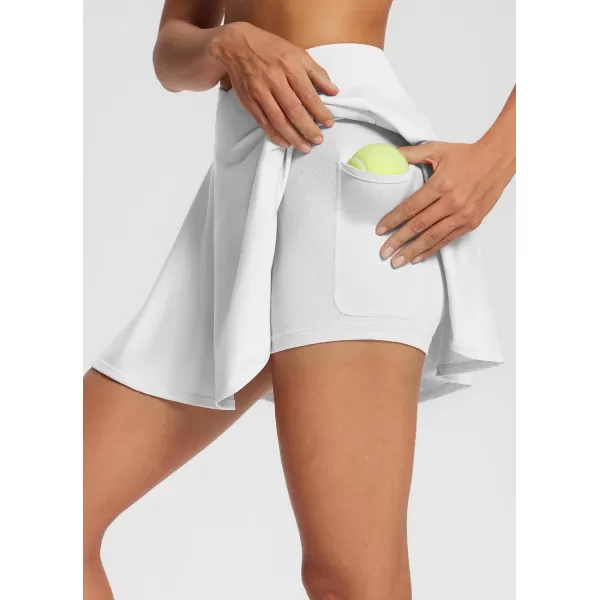 BALEAF Womens Pleated Tennis Skirts Athletic Golf Skorts Skirts with Shorts Pockets for Running Workout SportsCrossoverwhite01