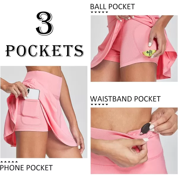 BALEAF Womens Pleated Tennis Skirts Athletic Golf Skorts Skirts with Shorts Pockets for Running Workout SportsLight Pink