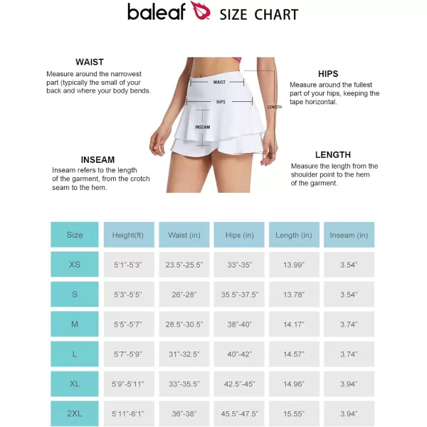 BALEAF Womens Pleated Tennis Skirts Layered Ruffle Mini Skirts with Shorts for Running WorkoutBwhite