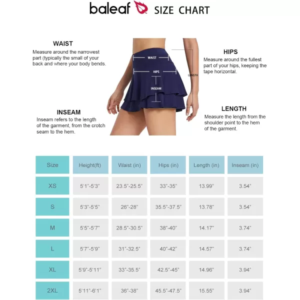 BALEAF Womens Pleated Tennis Skirts Layered Ruffle Mini Skirts with Shorts for Running WorkoutNavy