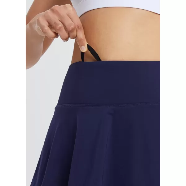 BALEAF Womens Pleated Tennis Skirts Layered Ruffle Mini Skirts with Shorts for Running WorkoutNavy