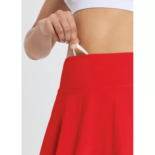 BALEAF Womens Pleated Tennis Skirts Layered Ruffle Mini Skirts with Shorts for Running WorkoutRed