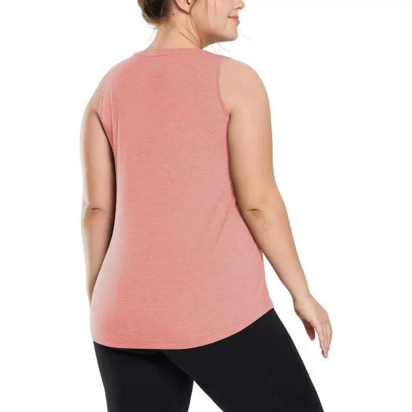 BALEAF Womens Plus Size Workout Tank Tops Loose Fit Sleeveless Athetic Running Exercise ShirtsHeather Coral