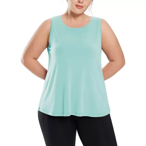 BALEAF Womens Plus Size Workout Tank Tops Loose Fit Sleeveless Athetic Running Exercise ShirtsLight Blue