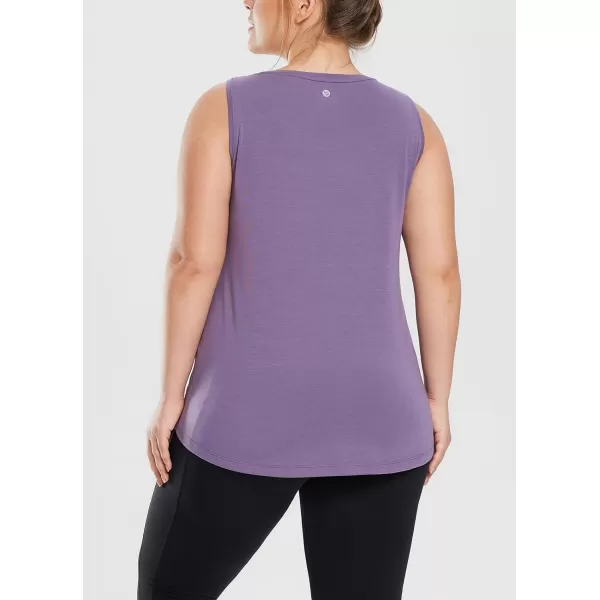 BALEAF Womens Plus Size Workout Tank Tops Loose Fit Sleeveless Athetic Running Exercise ShirtsPurple