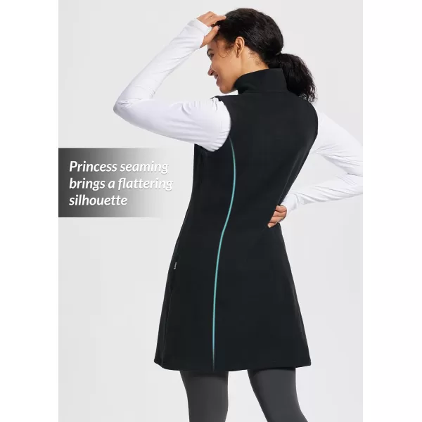 BALEAF Womens Polar Fleece Dress Long Vest Sweatshirt Tunic Dress Quarter Zip Pullover Winter Outfits Pocket02black