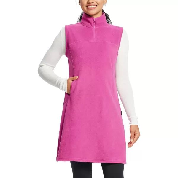 BALEAF Womens Polar Fleece Dress Long Vest Sweatshirt Tunic Dress Quarter Zip Pullover Winter Outfits PocketPink