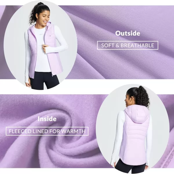 BALEAF Womens Puffer Vest Lightweight Hooded Slim Fit Running FLeece Lined Hybrid Sleeveless Warm up WinterPurple Rose