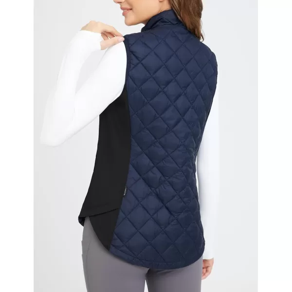 BALEAF Womens Puffer Vest Lightweight Winter Warm Stand Collar Quilted Vests Water Resistant Zip PocketsNavy Blue