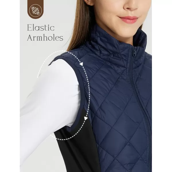 BALEAF Womens Puffer Vest Lightweight Winter Warm Stand Collar Quilted Vests Water Resistant Zip PocketsNavy Blue